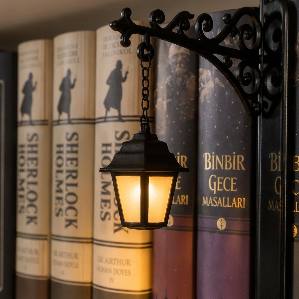 It doesn't hang, stick, or plug in. Your books hold it up.
