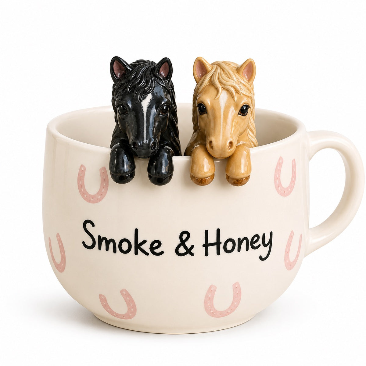 The Barn Mug - two horses sculpted on one mug