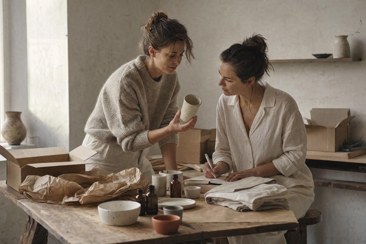 Riley and Jen at work — placeholder until the founder shoot
